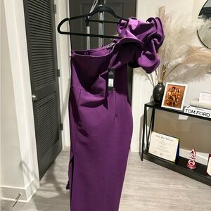 Fashion Nova Vibrant Purple One-Shoulder Dress